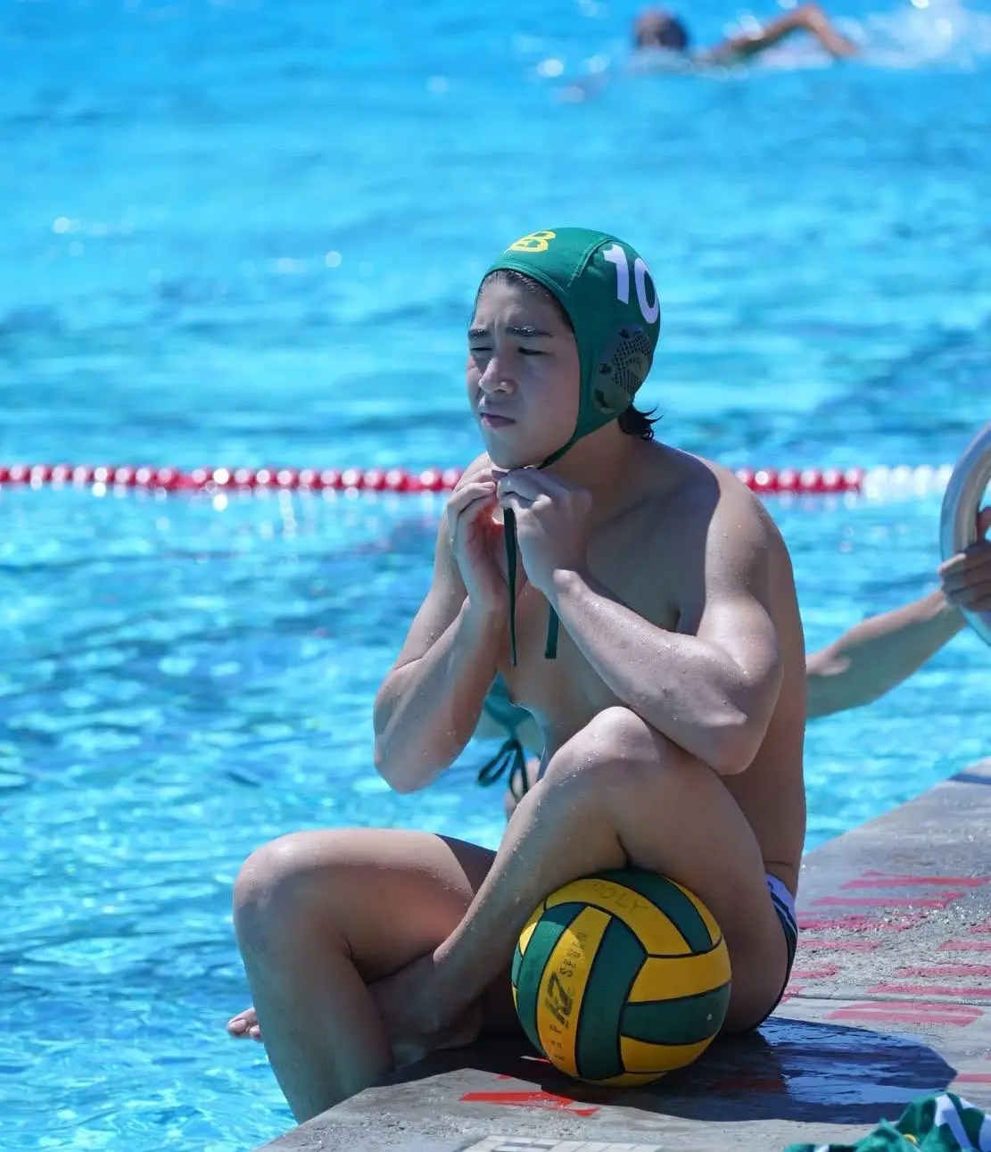Elan in the pool during a water polo match